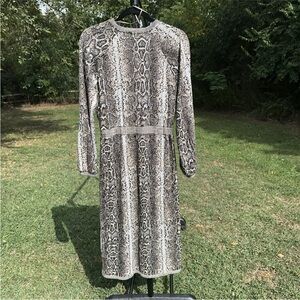 Zara Monochrome Snake Print Long Sleeve Dress